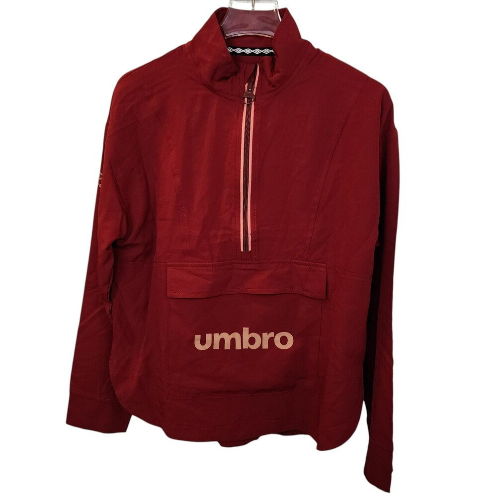 Umbro NEW Girls Quarter Zip Pullover Windbreaker Jacket Rhubarb Pink M 10/12